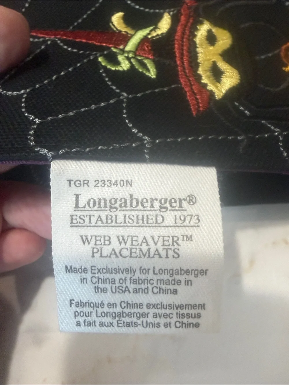 LONGABERGER double sided spiderweb/stripe placemats - 4